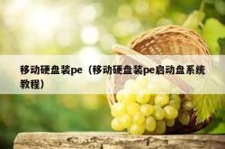 移动硬盘装pe（移动硬盘装pe启动盘系统教程）